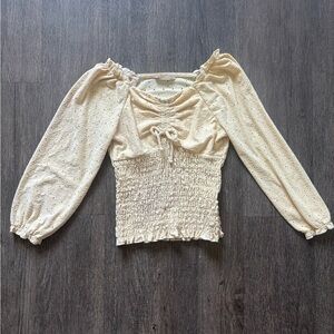 Beautees Cream Smocked Blouse